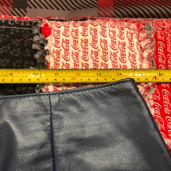 The Leather Ranch metallic blue leather skirt and jean style jacket - Picture 5 of 12